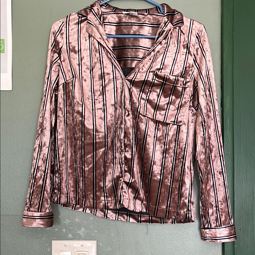 Pink Striped Velvet Shirt